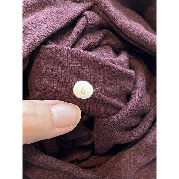 Lululemon Sweatshirt Size 6 Burgundy Stress Less Funnel Neck Hoodie Pullover - Picture 12 of 14